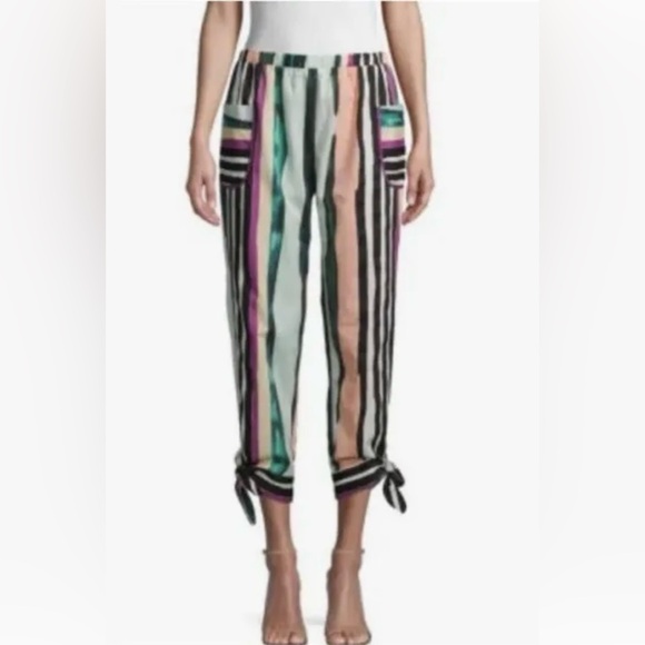 Red Carter  Womens Linen Blend Pants Size Small Stripe Elastic Waist‎ - Picture 9 of 10